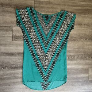 ViX Paula Hermanny 100% Silk Blue Turquoise Coverup Boho Euro Vacation Swim Sz S